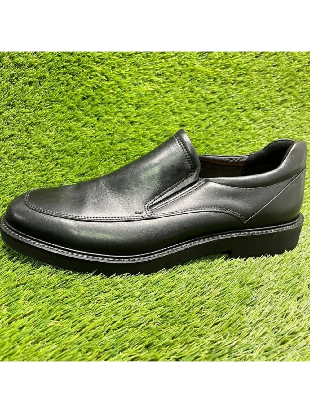 Ecco Metropole London Mens Size 12 Black Classic Leather Slip On Dress Shoes